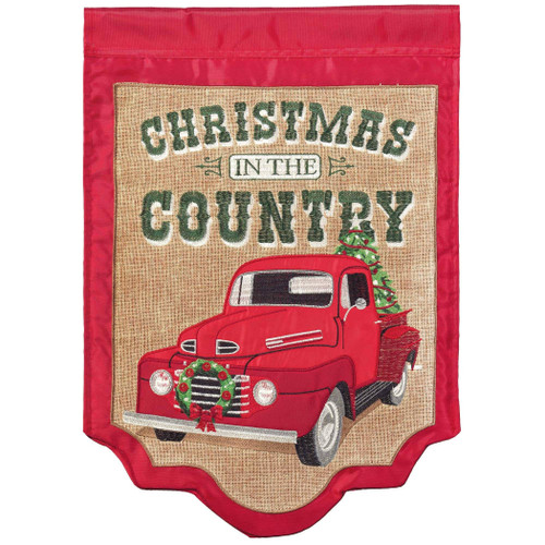 Truck Christmas In Country Flag Burlap