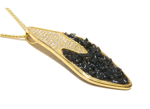 925 Sterling Silver Natural Stone Pendant, Yellow Gold