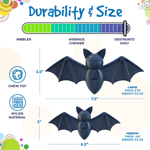Vampire Bat Nylon Dog Chew Toy for Aggressive Chewers  & FDA Compliant