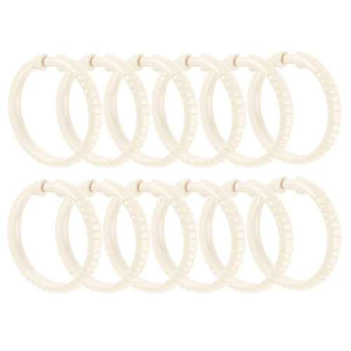 12 Piece Set - Chrome Button Shower Curtain Hooks Rings
