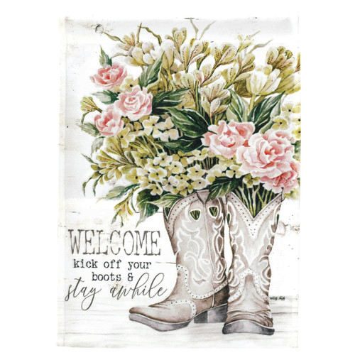 Welcome Kick Off Your Boots Print Flag