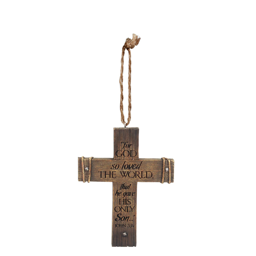 Ornament Rugged Cross Twine Hang