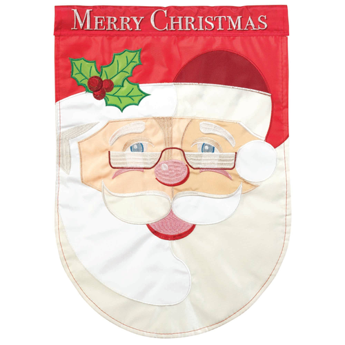 Santa Merry Christmas Double Applique Flag