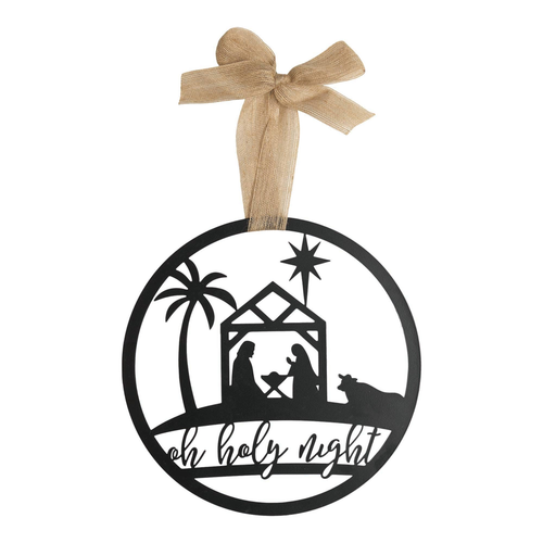 Oh Holy Night Christmas Metal Disc Wall Plaque