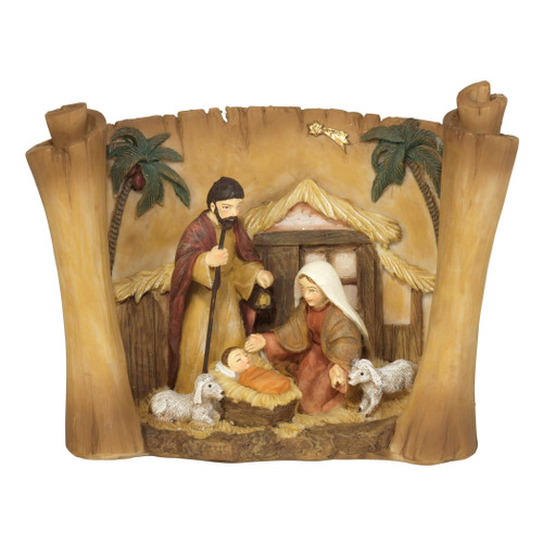Holy Family In Creche On Scroll 