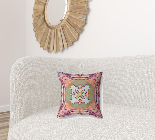 16 Magenta Green Geo Tribal Suede Throw Pillow