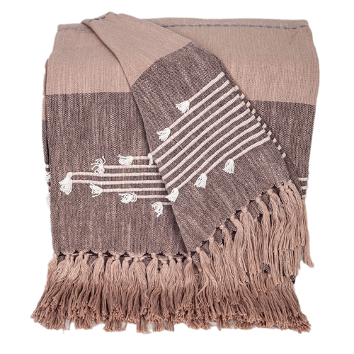 Premium Cotton Slub Throw from Parkland Collection with Tassels