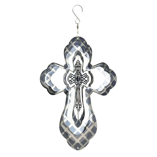 Wind Spinner Cross Lines Steel