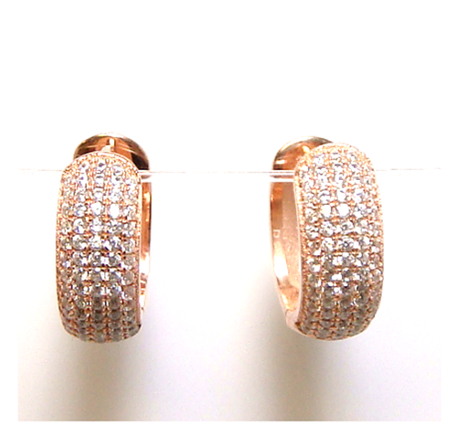 All Around 6 Rows Cz Huggies Hoop Earrings 925 Sterling Silver