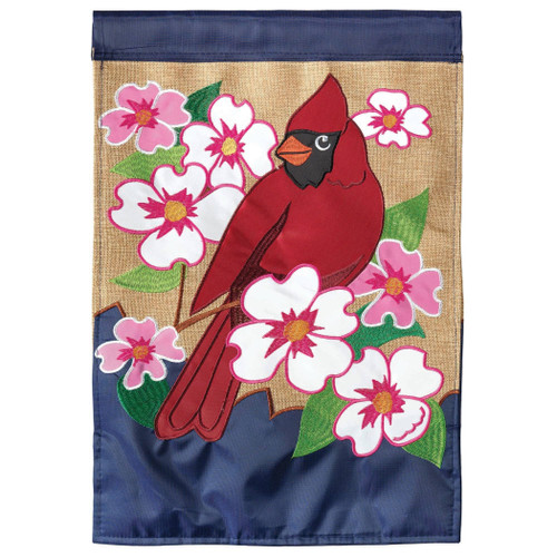 Cardinal Dogwood Burlap House Flag