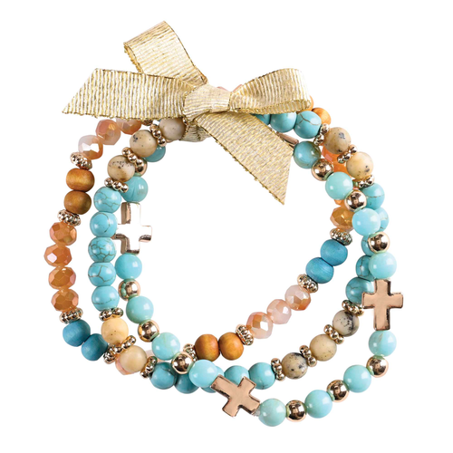 Bracelet WomanOfGod Turquoise/Ecru Beads