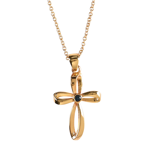 Necklace December Gold Cross Topaz