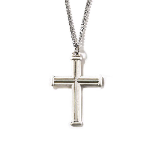 Silver Plated Double Satin Cross Necklace
