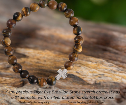 Bracelet Tiger Eye Brazilian Stone Cross