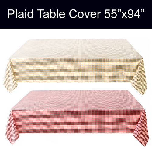 55"x94" PEVA Vinyl Plaid Tablecloth w/ Flannel Backing