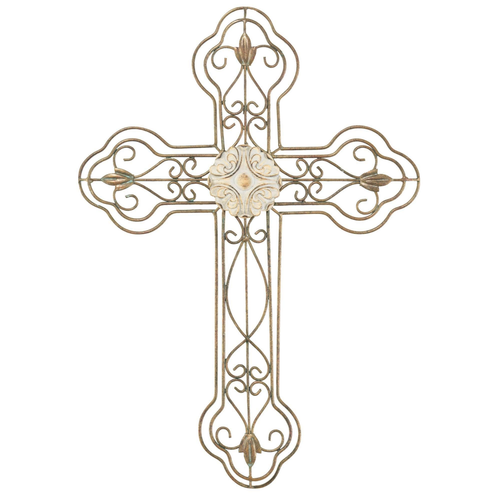 Metal Wall Cross Patina Finish 