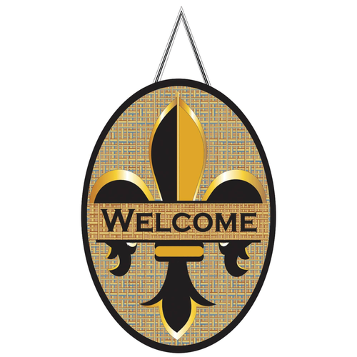 Door Banner, Welcome Fleur De Lis