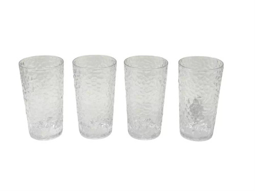 Acrylic set of 4 - 19 oz HB tumblers, 4pcs stack together wrap with rubber band