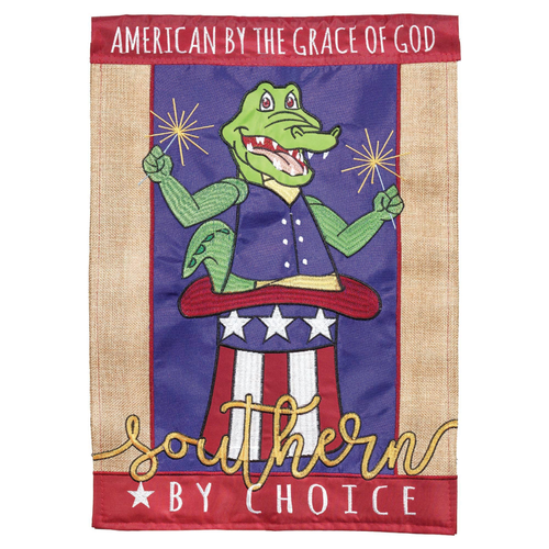 4Th Of July Alligator Double Applique Garden Flag