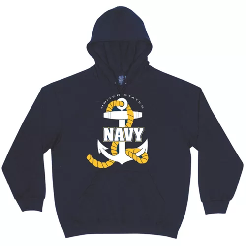 Men's Hooded Sweatshirt- Navy/Navy Logo