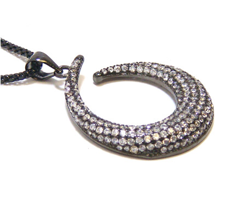 Simulated Pave Diamond Drop Dangle Pendant, Necklace, 925 Sterling Silver