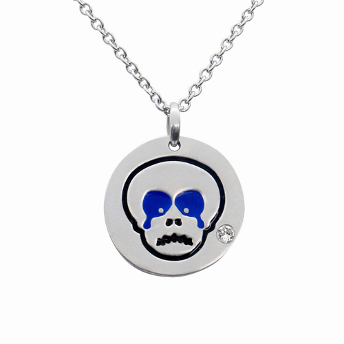 Sad Skull Emoji Necklace With Swarovski Crystal