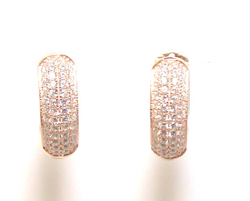 All Around 5 Rows Cz Huggies Hoop Earrings 925 Sterling Silver