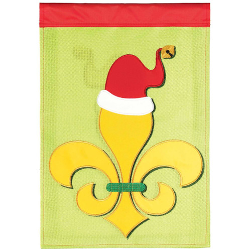 Fleur De Lis Santa Hat Flag Burlap 