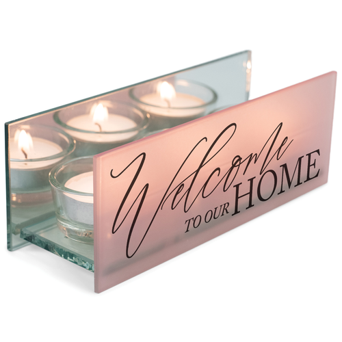 Tealight Welcome To Our Home Blush