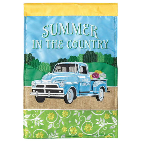 Summer Flower Truck Burlap
