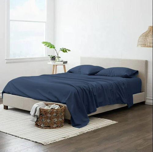 Dark Grey 200 Embroidery Soft Sheet Set Wrinkle Resistant