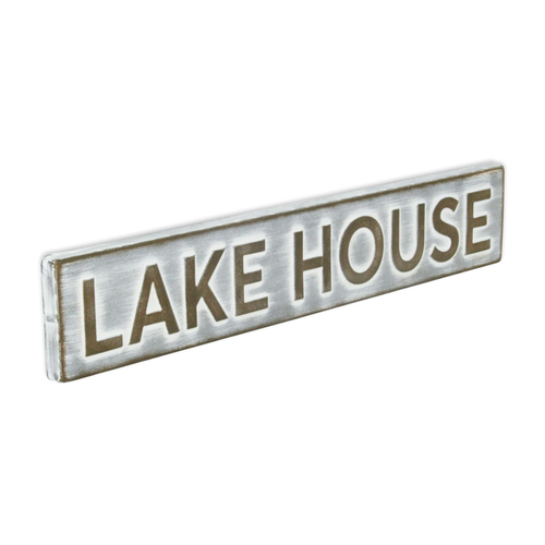 5" X 24" Gray and Brown Lake House Metal Wall Decor