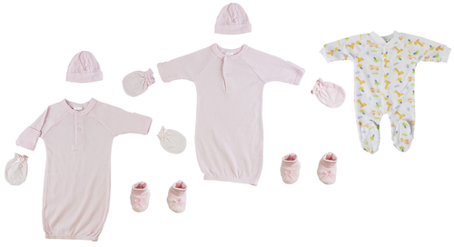 Bambini Preemie Girls Sleep-n-Play, Gowns, Caps, Booties and Mittens