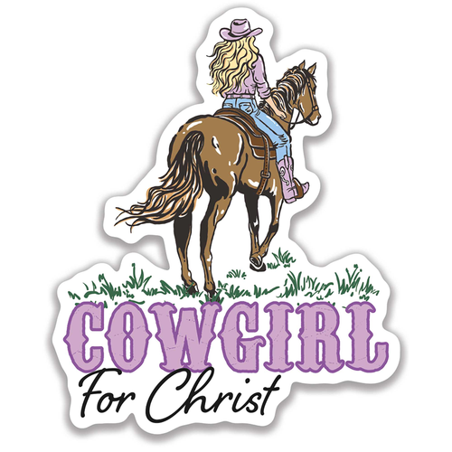 Sticker Cowgirl For Christ With Horse