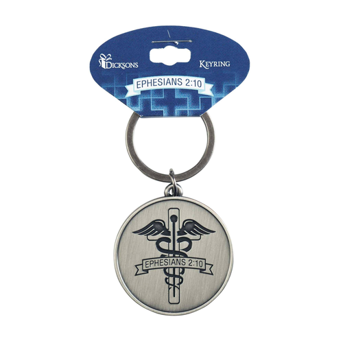 Keyring Cross Caduceus Ephesians 2:10