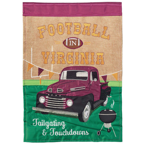 Football In Va Mron&Org Flag Burlap Garden