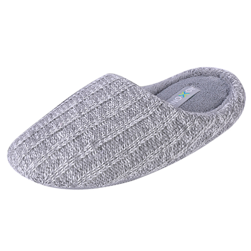 Women's Cozy Knit Memory Foam Slippers, Fleece Lined, Indoor Outdoor Rubber Sole