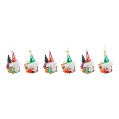Glass Santa Gnome Ornament 