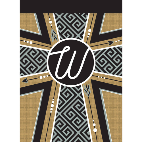 Garden Monogram W Cross Blap Flag