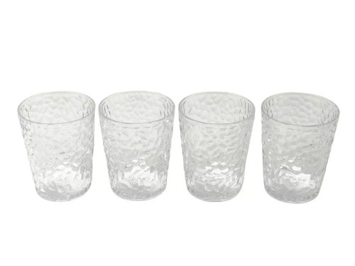 Acrylic set of 4 - 16 oz DOF tumblers, 4pcs stack together wrap with rubber band