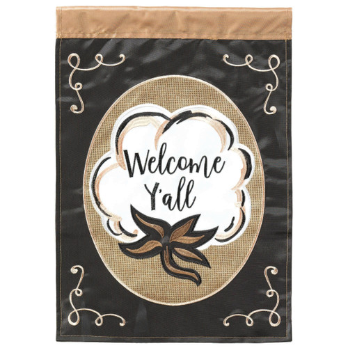 Welcome Y'All Cotton Flag Burlap Garden