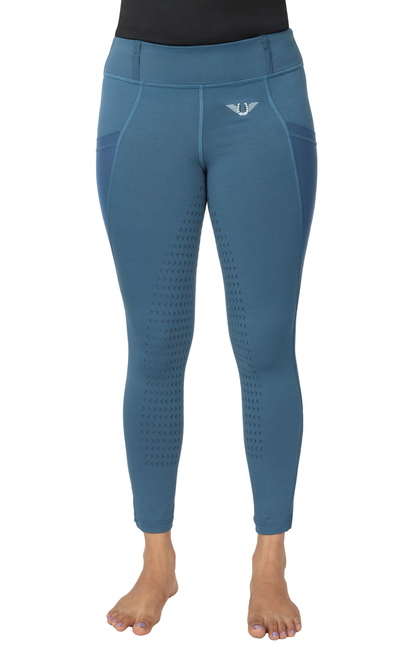 TuffRider Children's Minerva EquiCool Full Seat Tights With Phone Pocket and Loops-Safari-XS