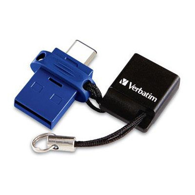 Verbatim Store 'n' Go Dual USB Flash Drive, 99155, 64GB, For USB-C Devices, Blue