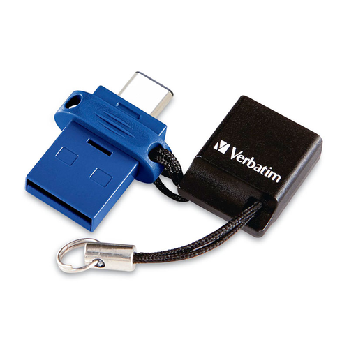 Verbatim Store 'n' Go Dual USB Flash Drive, 99155, 64GB, For USB-C Devices, Blue