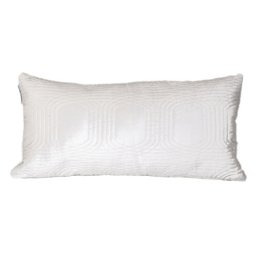 Homeroots Home Decor Quilted Velvet White Lumbar Throw Pillow, 12 x 24 Inches