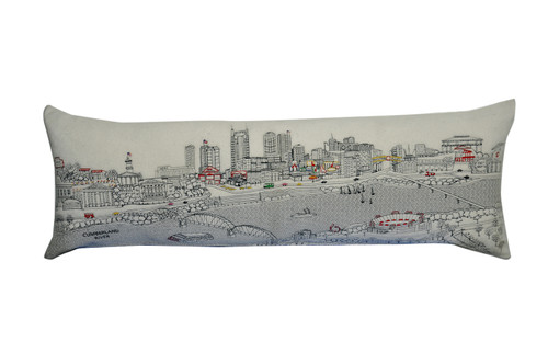 Homeroots Home Decor Nashville Daylight Skyline Lumbar Decorative Pillow, White, 45 Inches