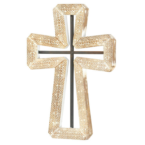 Wall Cross Stone Finish Resin Metal