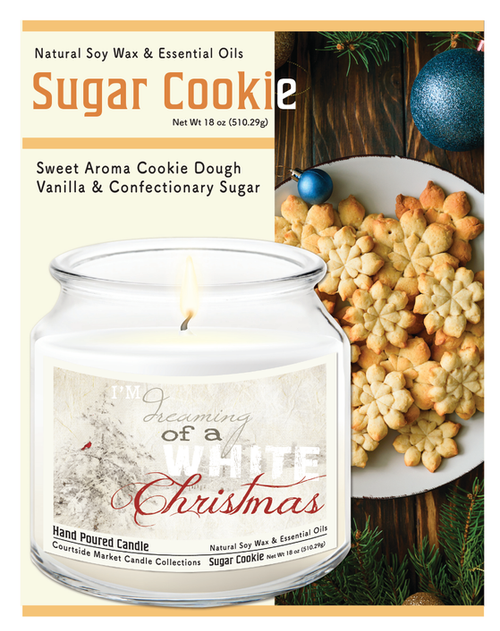 Courtside Market White Christmas Candle Glass Jar with Glass Lid