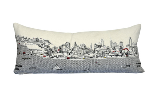 Homeroots Home Decor Philadelphia Daylight Skyline Lumbar Decorative Pillow, White, 35 Inches