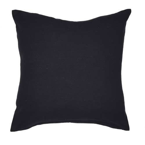 24" Beige and Black Geometric Cotton Blend Throw Pillow With Embroidery